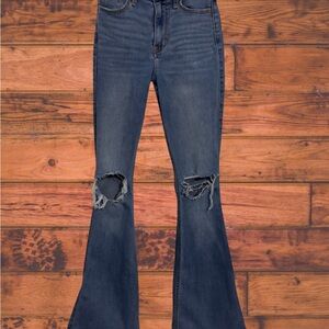 Hollister Blue Distressed Flare Jeans